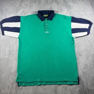 Vintage 90s Ivy Crew Polo Shirt‎ Men L Vertical Stripes Short Sleeve